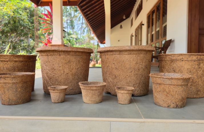 Coir Pots are eco-friendly, biodegradable plant containers made from natural coconut coir fibre, offering a sustainable alternative to plastic nursery pots. Their porous structure provides excellent aeration and moisture retention, promoting healthy root growth while preventing waterlogging and root rot. Designed to support natural root penetration and air pruning, coir pots encourage stronger, well-developed root systems and reduce transplant shock. Seedlings can be planted directly into the soil along with the pot, which gradually decomposes and enriches the soil with organic matter. Lightweight, durable, and chemical-free, coir pots are suitable for nurseries, home gardens, greenhouses, and agricultural use. Available in various shapes and sizes, they are ideal for seedlings, vegetables, herbs, flowering plants, succulents, and ornamental varieties. With their natural appearance and environmental benefits, coir pots support sustainable gardening practices while reducing plastic waste.